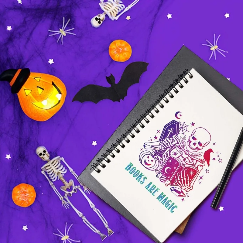 Halloween Esqueleto Livros Selos claros, Scrapbooking DIY, Livros Mágicos, Silicone Selo Claro, Selos, 1pc