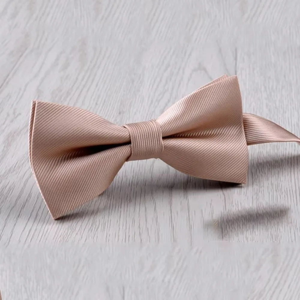Simple Solid Color Bowknot Bowtie Slim Satin Men Ties Formal Adjustable Necktie Unisex