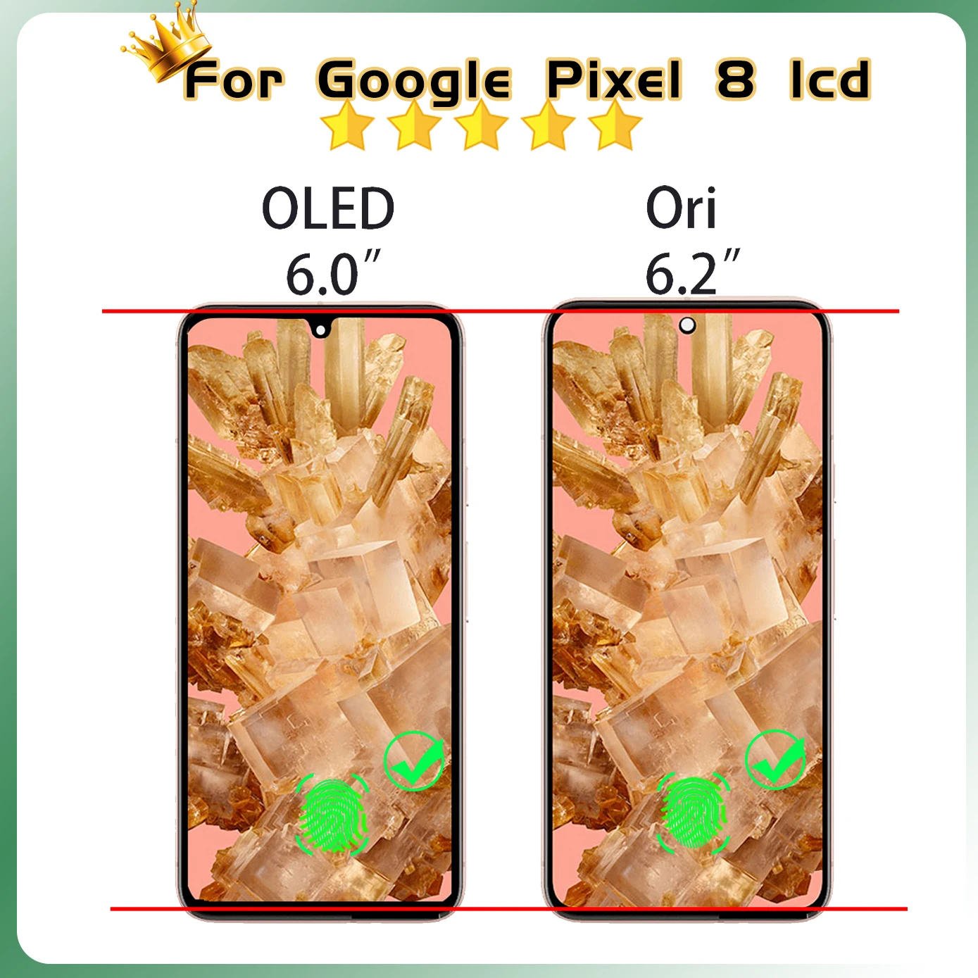 AAA Quality OLED For Pixel8 Display With Frame For Google Pixel 8 LCD Display Touch Screen GKWS6 G9BQD GA04851-US GZPFO GPJ41