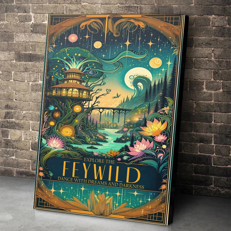 Dungeons and Dragons Game World Travel Poster Fantasy RPG Prints Canvas DnD Wall Art Pictures Home Room Tabletop Gaming Decor