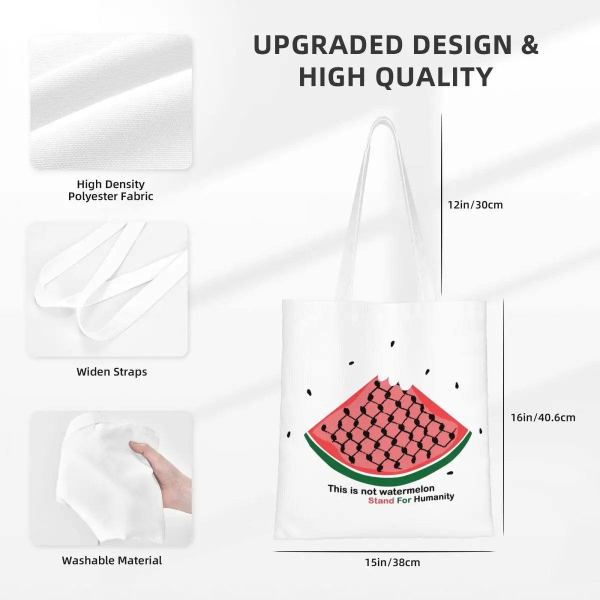 Keffiyeh This Is Not A Watermelon Canvas Tote Bag Simple style Unique Design Magritte Parody Watermelon Trend Bags for Women Men