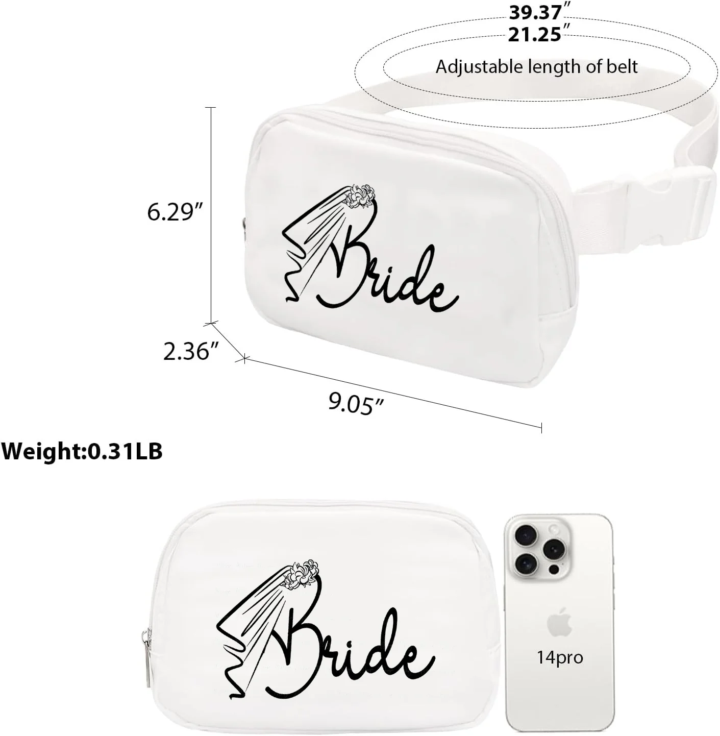 Bride Brideteam Waist Bag Fanny Pack Bride To Be Gift Bachelorette Party Supplies Bridal Shower Wedding Day Engagement Honeymoon