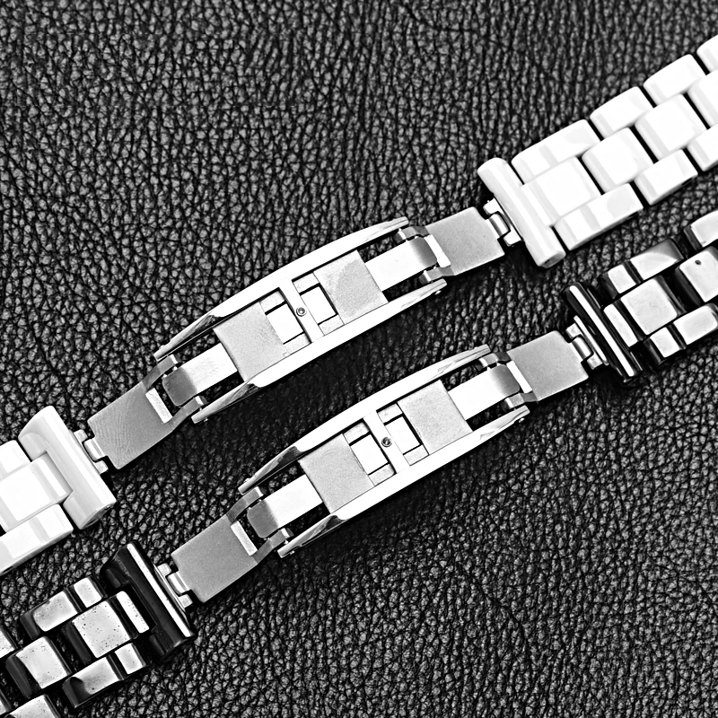 For J12 ceramics wristband high quality women\'s men\'s watch strap Fashion bracelet black white 16mm 19mm bands