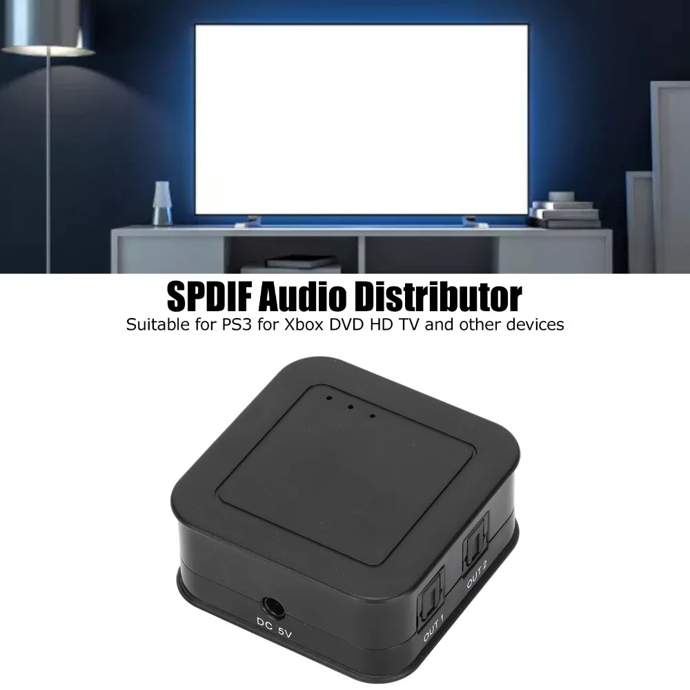 Support Dolby‑AC3/DTS/LPCM 2.0 Optical Fiber Audio Splitter for US Plug Digital SPDIF Audio Splitter 1 in 3 Out Audio Splitter