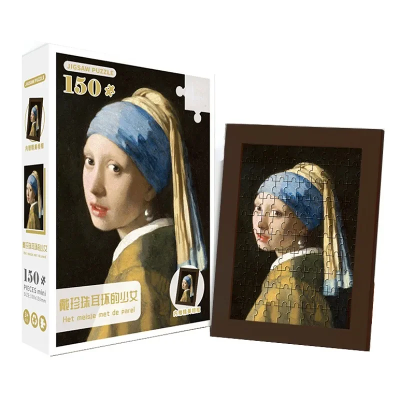 MaxRenard 10*15cm 150 sztuk puzzle Jan Vermeer Het Meisje Met De Parel papier do malowania puzzle dla dorosłych