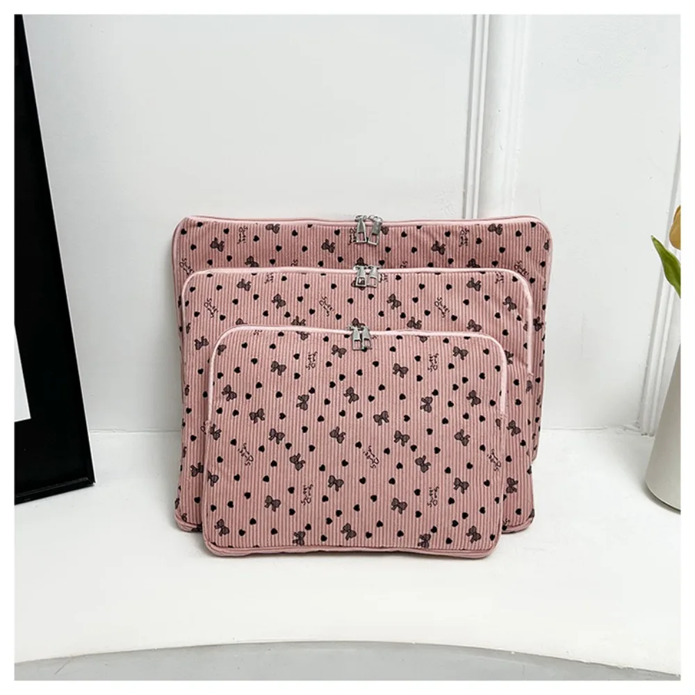 New Corduroy Laptop Case Protective Flower Print Laptop Sleeve Lightweight Shockproof Tablet Protective Pouch Travel