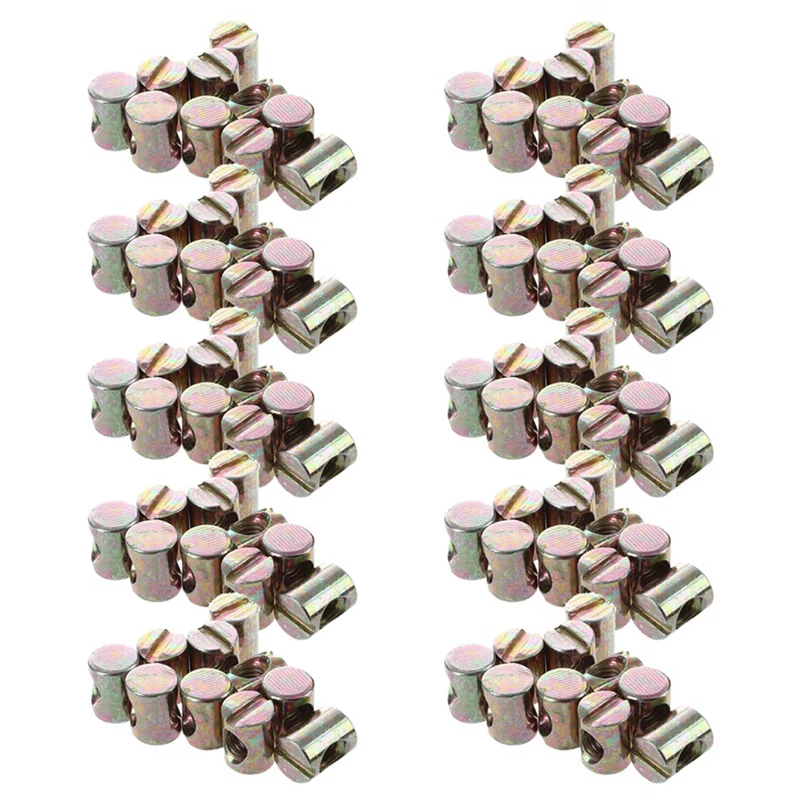 100Pcs M6 Barrel Bolts Dowel Slotted Furniture Nut for Beds Crib Chairs