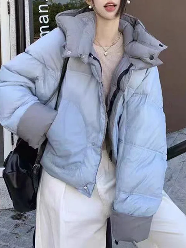 

Korean Style Double-Sided Wear Thickened Hooded Bread Coat Fashionable Contrast Color Casual Winter New Arrival Women's Cotto...