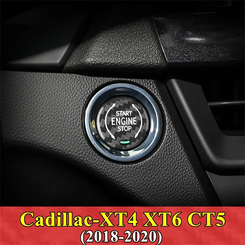 Car Engine Start Stop Button Cover Real Carbon Fiber Sticker For Cadillac XT4 2018 XT6 2019 CT5 2020