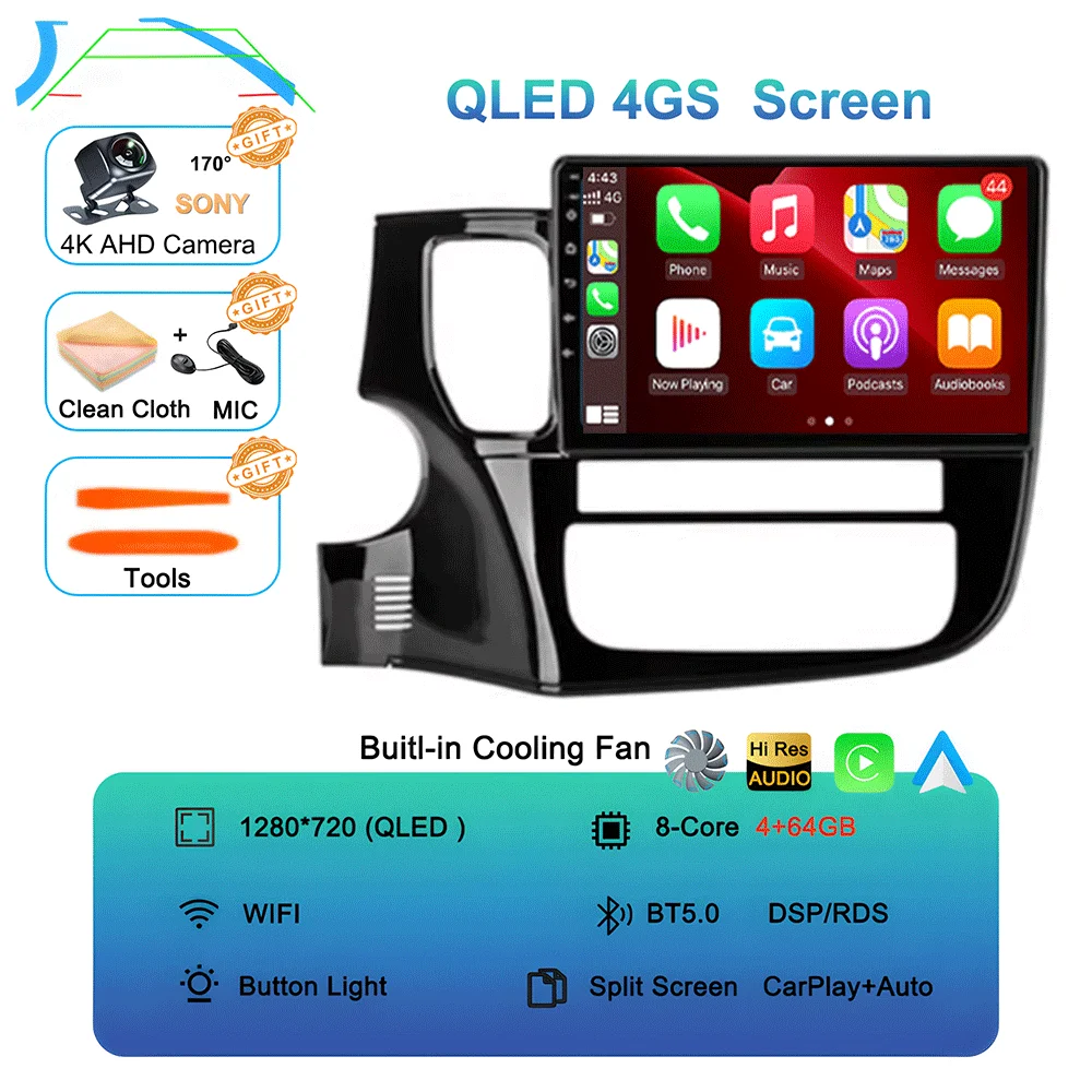 Android 16 Auto Autoradio voor Mitsubishi Outlander XL 3 2012-2018 GPS Navigatie Stereo Multimedia Videospeler Carplay WIFI+4G - afbeelding 1