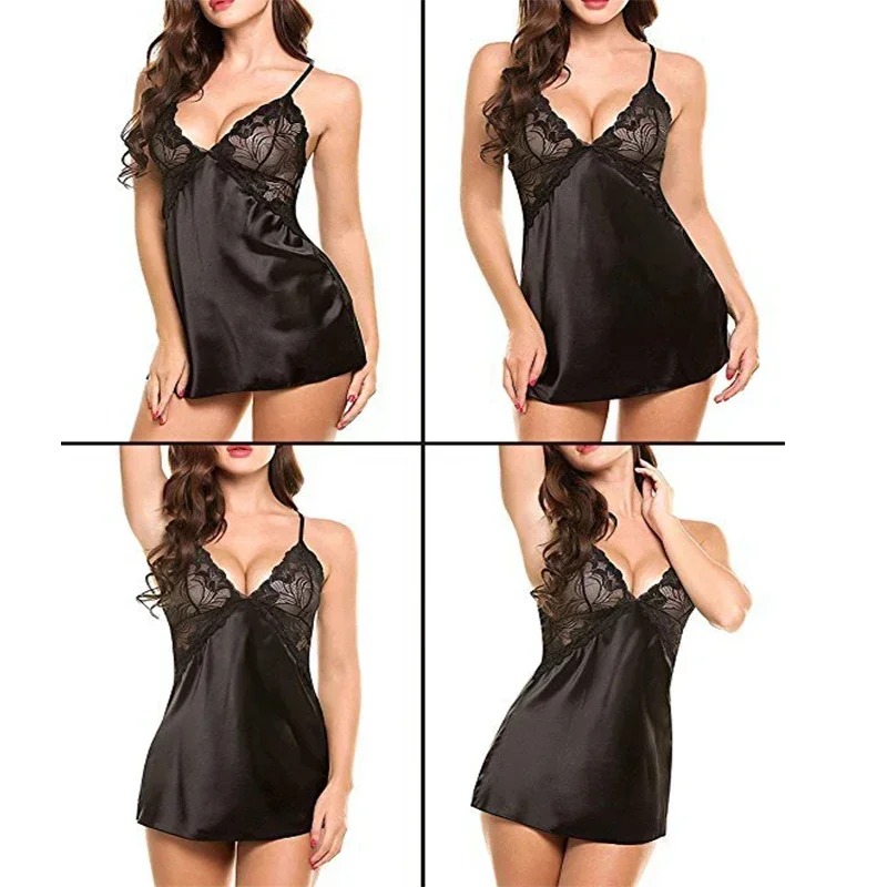 Sexy Nightdress Lace Satin Nightdress Ladies Lingerie Pajamas Babydoll Sexy Clothing Erotic Hot Exotic Pajamas   Sexy Lingerie image 2