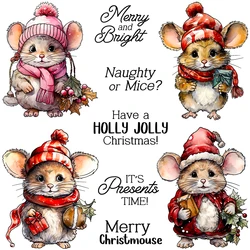 Mangocraft Cute Mouse In Christmas Suits Cutting Dies Clear Stamp DIY Scrapbooking Metal Dies Silicone Stamp For Card Albums