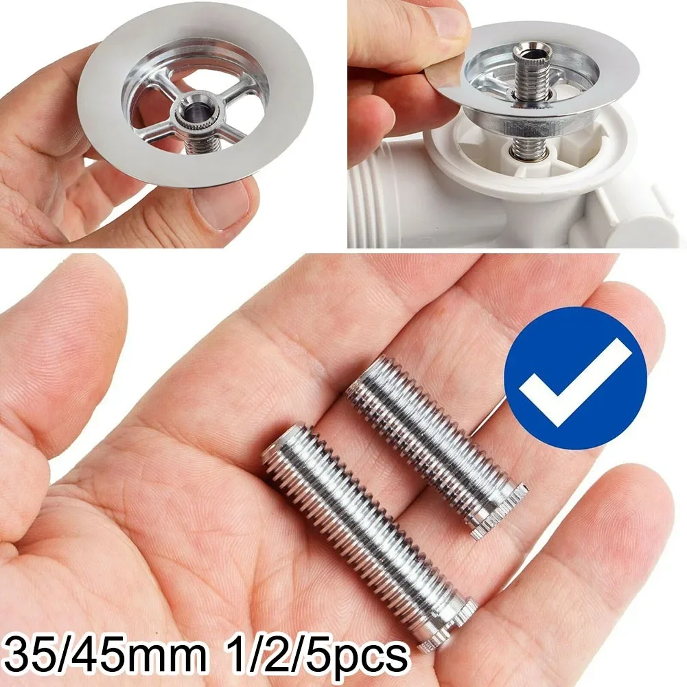 1/2/5 Uds 35 45mm fregadero de cocina de acero inoxidable cesta colador tornillos conector de tornillo roscado de residuos piezas de accesorios de cocina