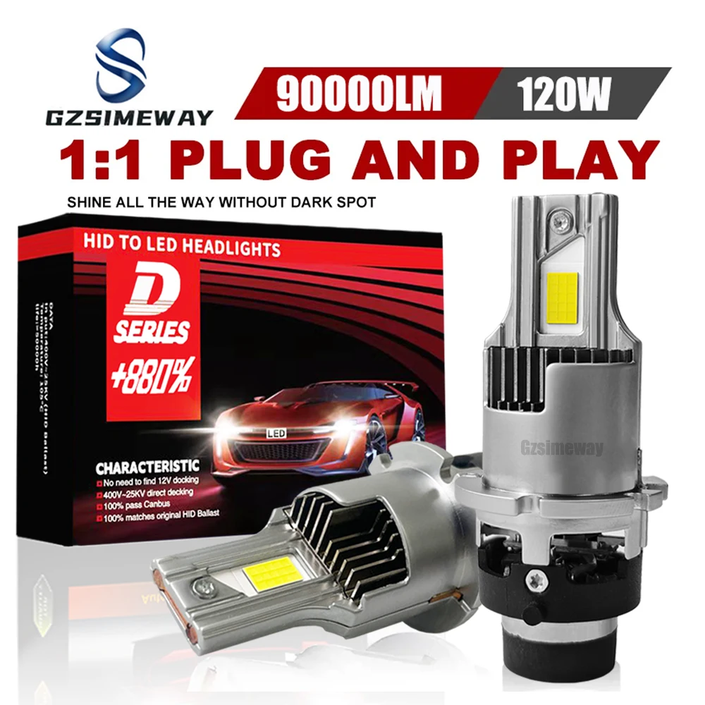 

90000LM D2S D4S LED Canbus Headlight For Projector Lens D1S D3S D5S D8S LED HID Xenon D2R D4R Car Light Auto Lamp Bulbs 6000K