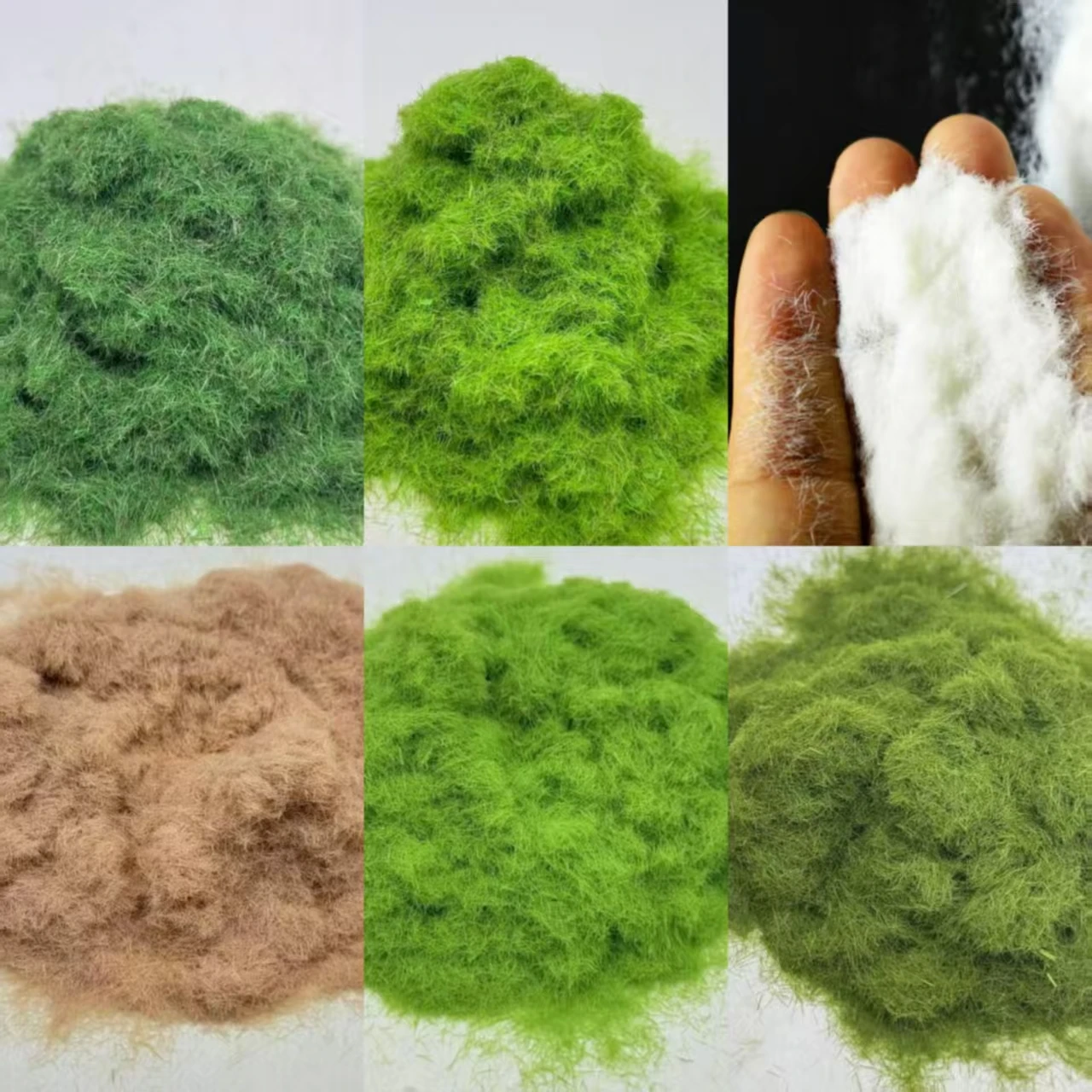 6bags Static Grass Flock Fiber for Miniature Diorama, Multi‑Color Model Scenery Grass Powder for Railway Layout Military