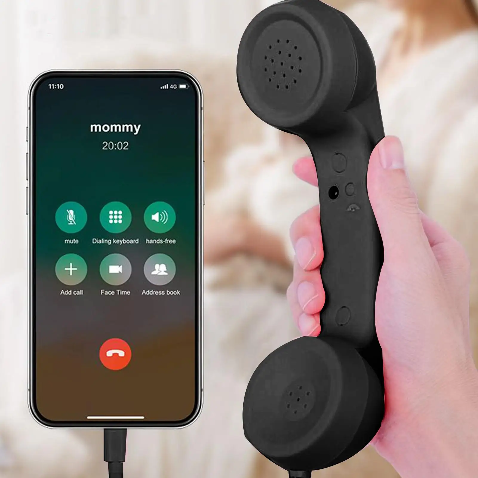 Retro Phone Handset Receiver Type-C / 3.5mm Jack Wired Insertion Handheld Phone Receiver With Microphone For Calls Laptop