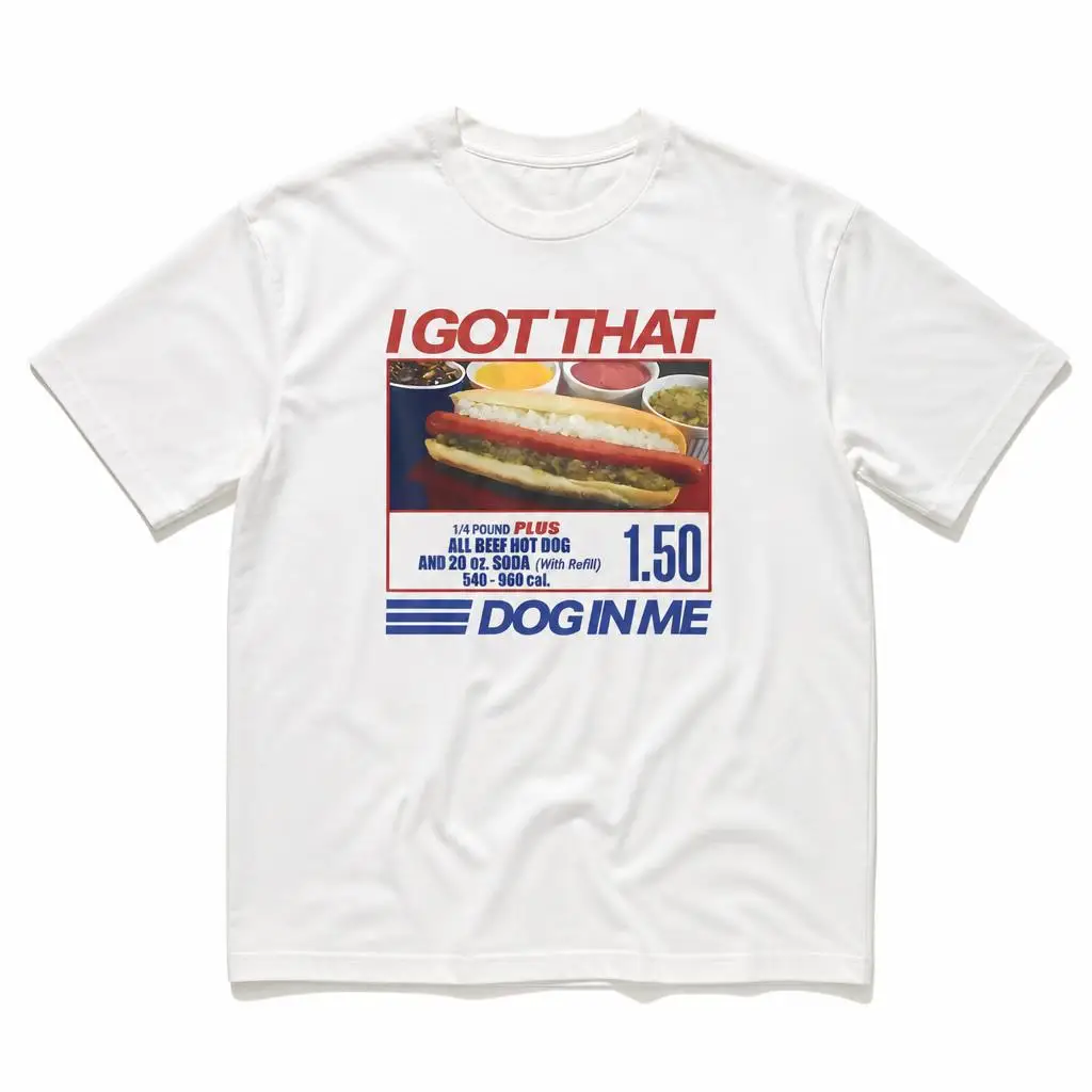 Retro Vintage I Got That Dog in Me Funny Hotdog T Shirt for Men Pure Cotton Tees Funny T-Shirt Short Sleeve Gifts