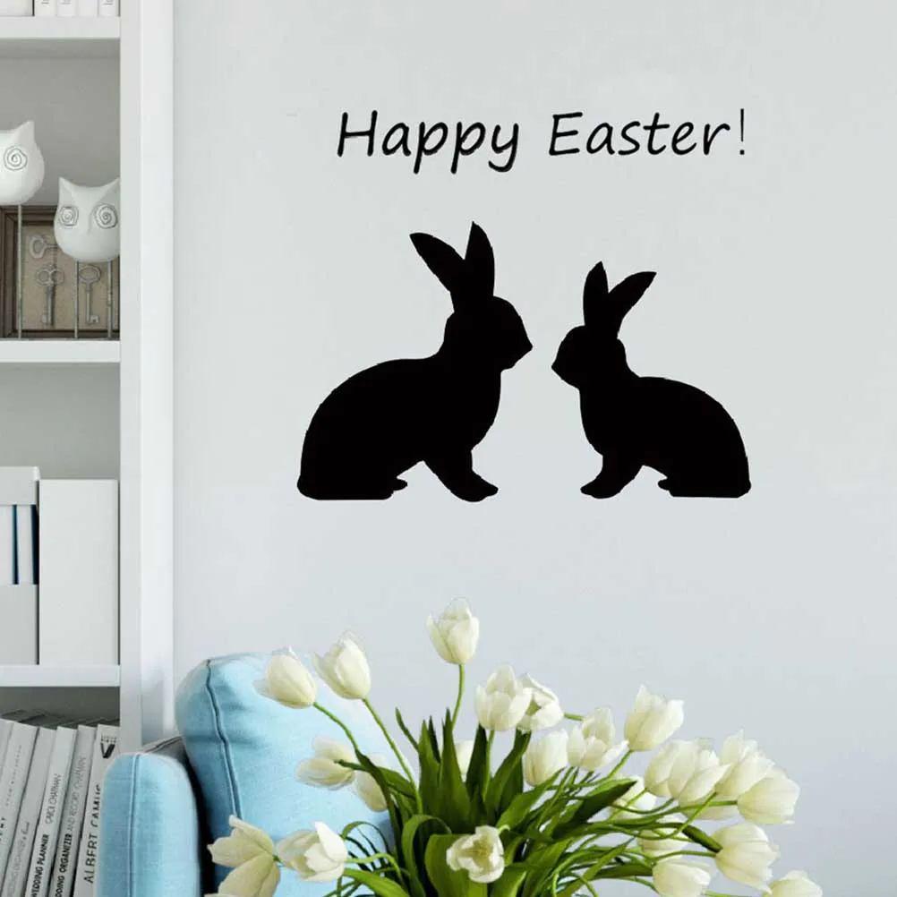 

2 Pcs Window Stickers Easter Wall Baby Nursery Rabbit Decals for Bunny Kids Applique Clings Black Child