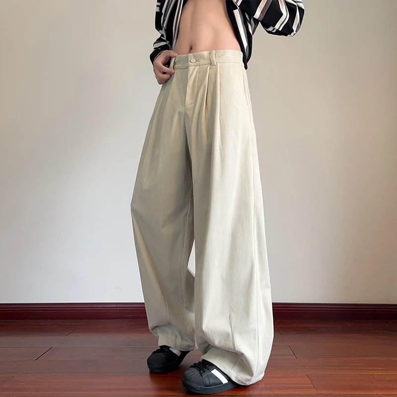 

Spring Corduroy Pants Men Fashion Retro Casual Pants Men Japanese Streetwear Hip-hop Loose Wide Leg Pants Mens Vintage Trousers