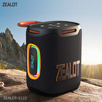zealot-S122 Original Portable Bluetooth Speaker Balanced，Subwoofer Sound Box BT5.3 Outdoor Speaker with LED Light, TF Slot USB