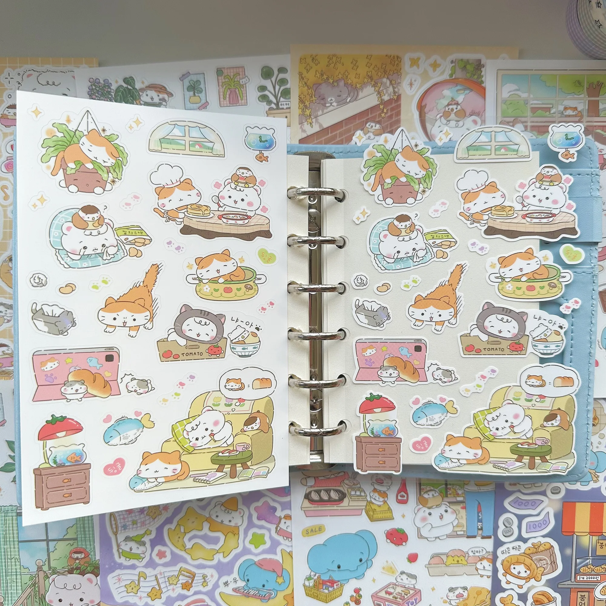 1/8PCS Korean Kawaii Fluffy Hamster Stickers Cute Cartoon Animal Stickers Hand Account Diary Scrapbook DIY Decorative Stickers view 6