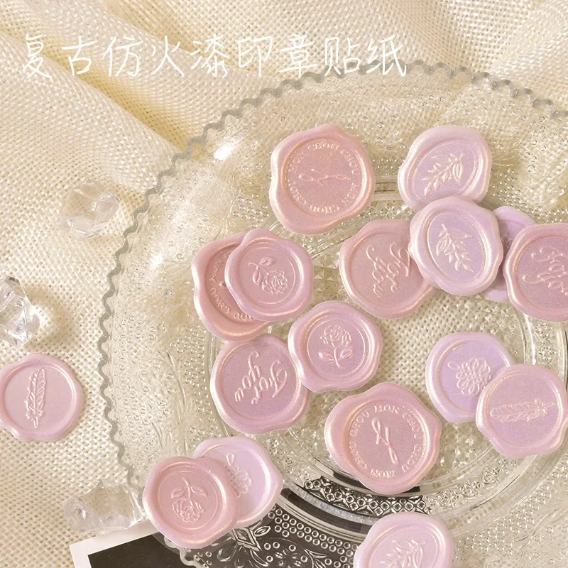 18pcs Vintage Wax Seal Stamp Stickers DIY Scrapbooking Journal Planner Decoration Korean Stationery Kawaii Envelope Sealing Tags