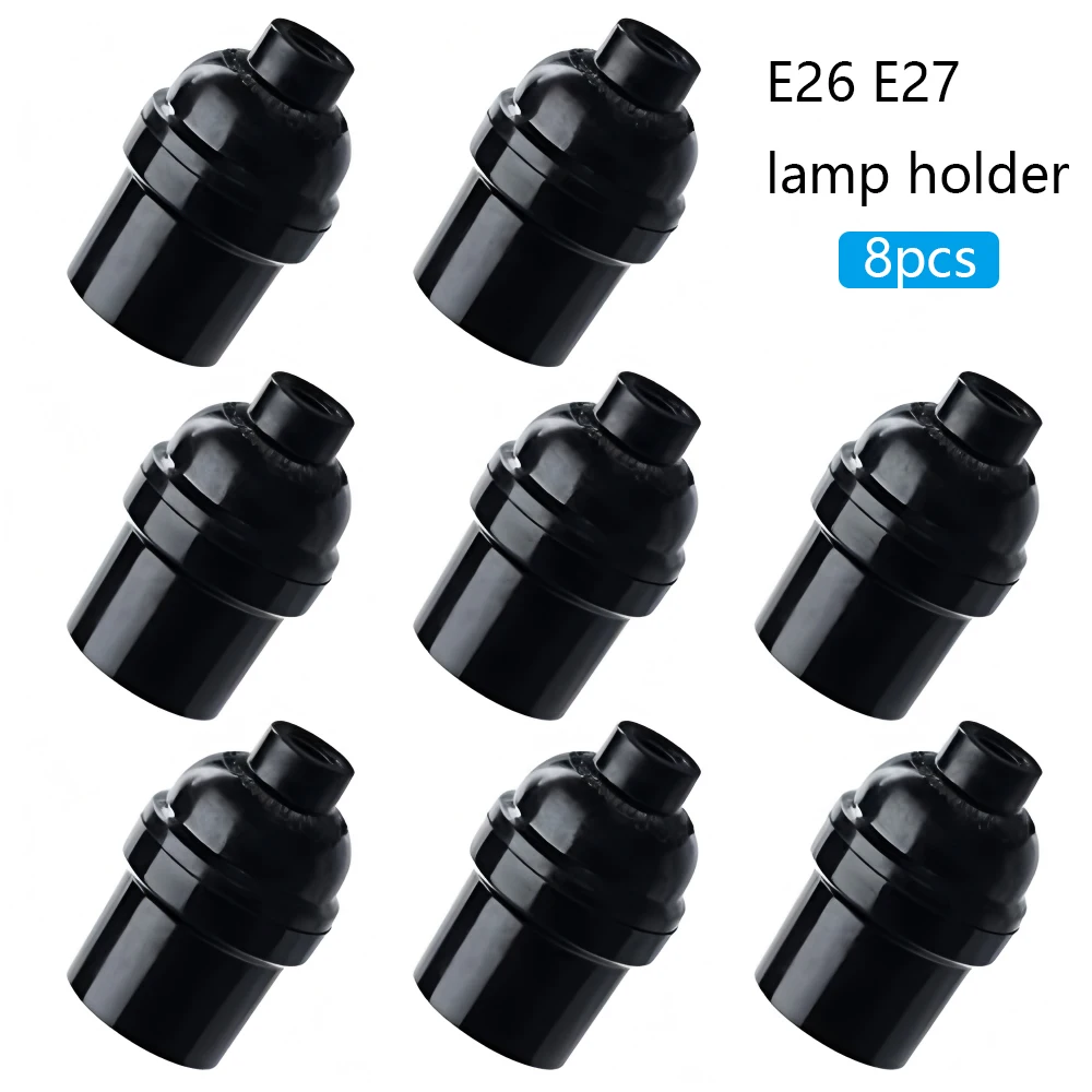 

E26 E27 цоколь, 8 шт., черный ретро-винтажный держатель лампы Эдисона, высокотемпературный пластиковый ввинчивающий цоколь лампы, мощность 250 Вт для дома/C