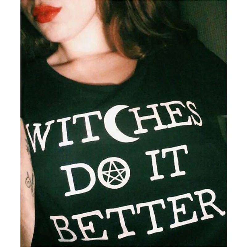 Witches Do It Better T-Shirt Gothic Tee Shirt Summer Fashion Tumblr Grunge Tshirts Halloween Outfits Short Sleeve Tee Shirt