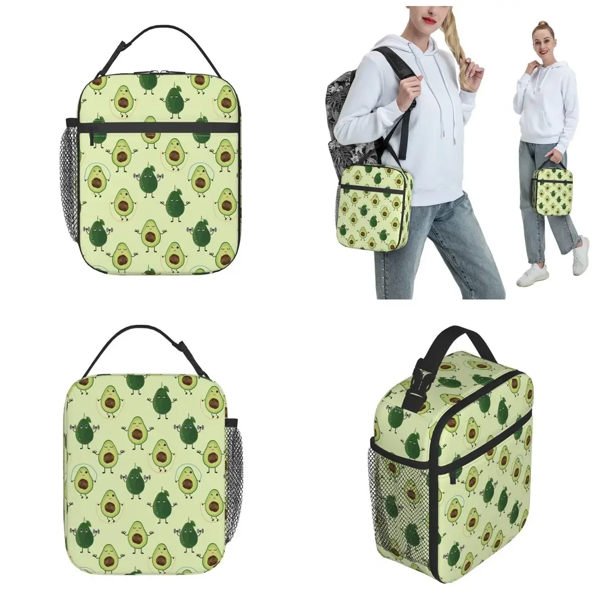 Cartoon Avocado Gym Fitness Fruit Thermal Insulated Lunch Bags School Portable Bag for Lunch Thermal Cooler Food Box