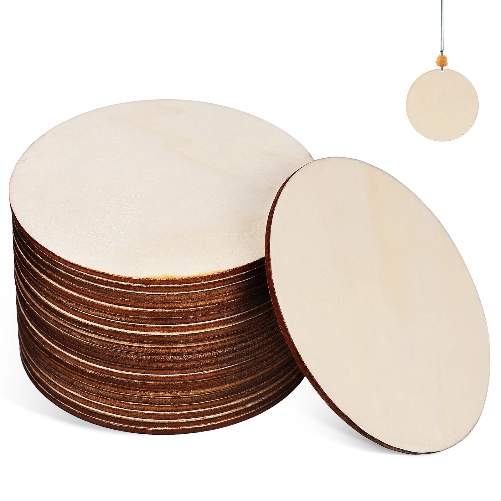 

20 Pcs Handmade Materials Round Wooden Ornaments Cutting Discs Circles Poplar Rounds For Crafts Centerpieces Tables