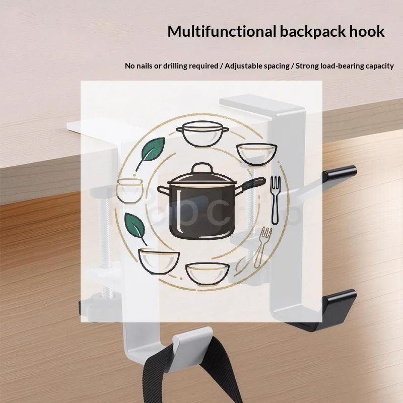 Multifunctional Punch Free Table Hook Student Desk Side Hanging Bag Removable Handbag Holders