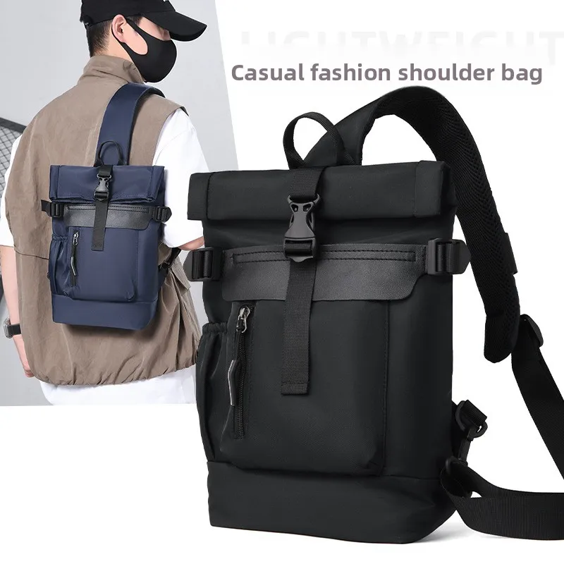 

Multifunctional roll-up men's shoulder bag business commuter chest bag large-capacity splash-proof men's bag casual Joker.