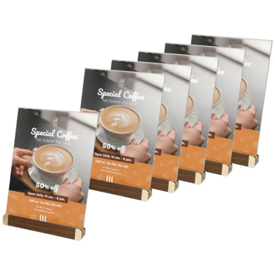 

Держатель для меню из акрила 8,5 x 11 дюймов, вертикальная настольная подставка для бара, кафе, ресторана, магазина, двусторонний держатель для бумаги, прозрачный, прозрачный пластик