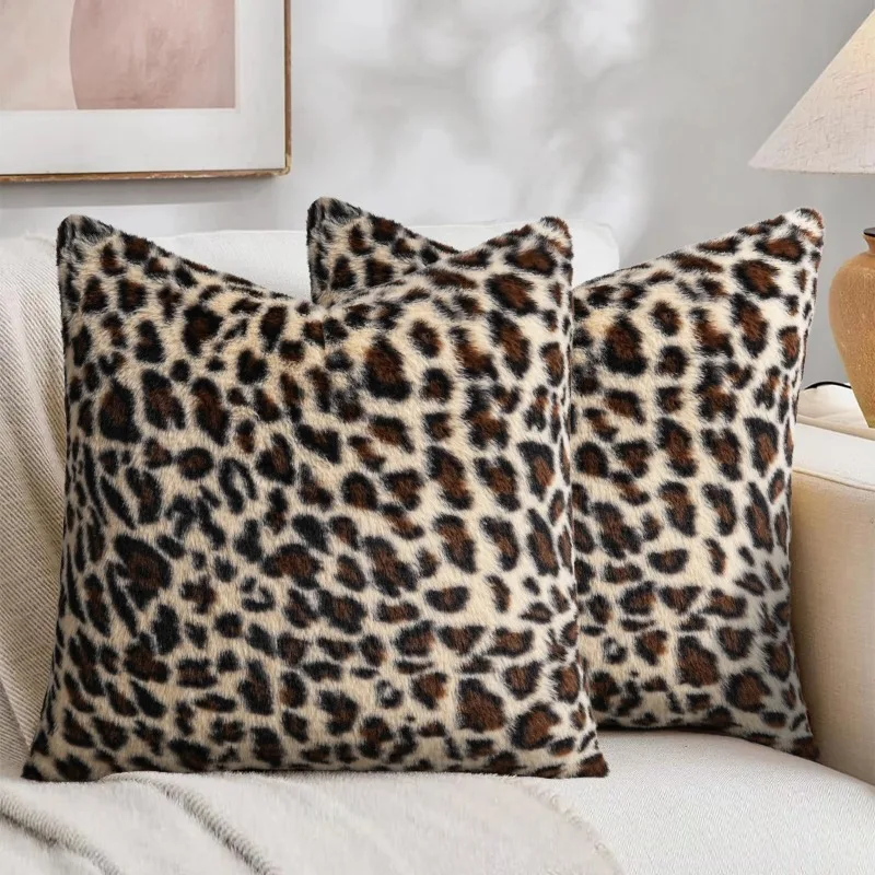1pcs Short Velvet Leopard Print Pillowcases,Soft Plush Sofa Pillowcases,Home Sofa Decoration Pillowcases,Pillow Covers