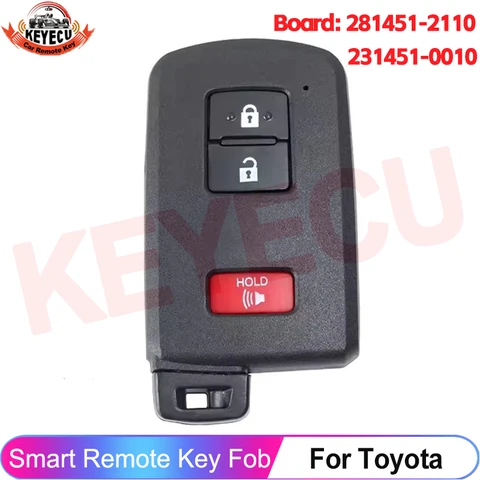 Умный ключ KEYECU для Toyota Prius, Tacoma, 4Runner, Tundra, Land Cruiser, Highlander, дистанционный ключ 281451-2110 HYQ14FBA 231451-0010 HYQ14FBB