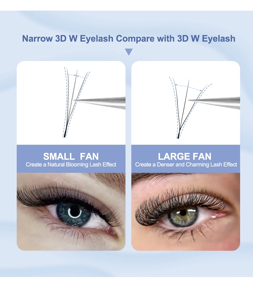 NATUHANA Schmale W-förmige 3D 4D 5D Wimpernverlängerungen aus Kunstnerz, Volumen-Wimpern mit schmaler Basis, russische DIY Cluster-Wimpern, Make-up-Tools – Detail 8