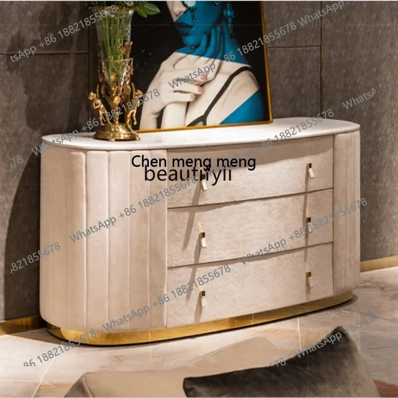 cc182R yj Italian Light Luxury Three-Bucket Cabinet Marble Narrow Side Cabinet