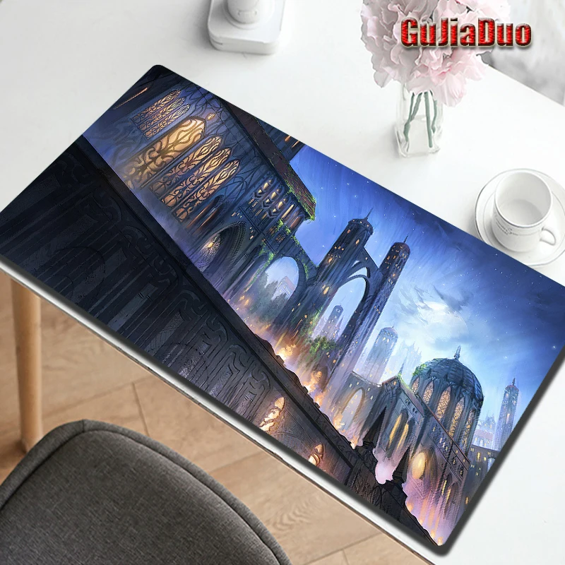 GuJiaDuo Fantasy Architecture Art Mouse Pad tastiera per Computer tavolo tappetino da scrivania Gamer Anti-slip Building Art Mouse Pad cuscino per Pc