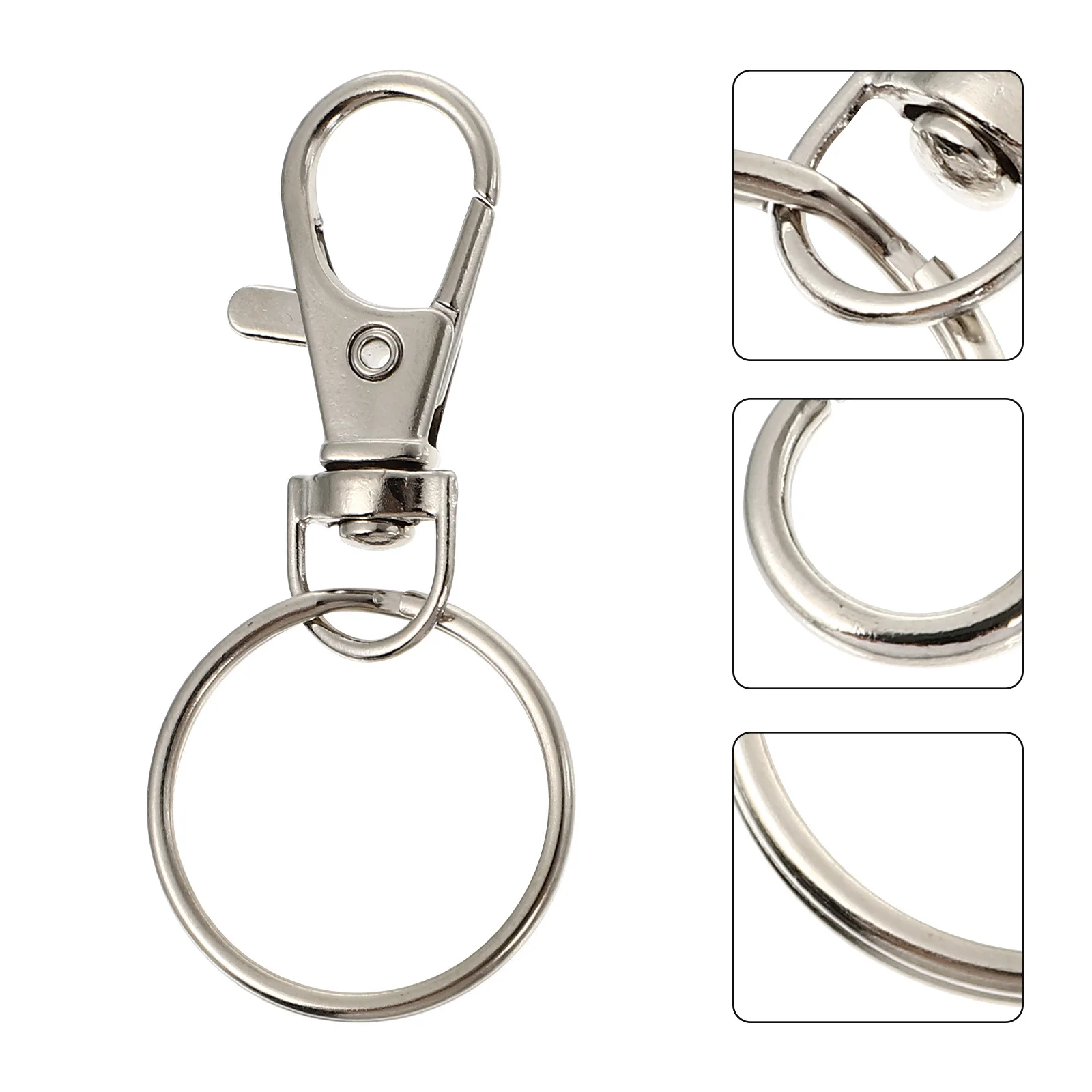 

120pcs Lobster Clasps Key Rings Diy Keychain Parts Stainless Steel Jewelry Connecting Buckle Handmade Keychain Supply For Crafts