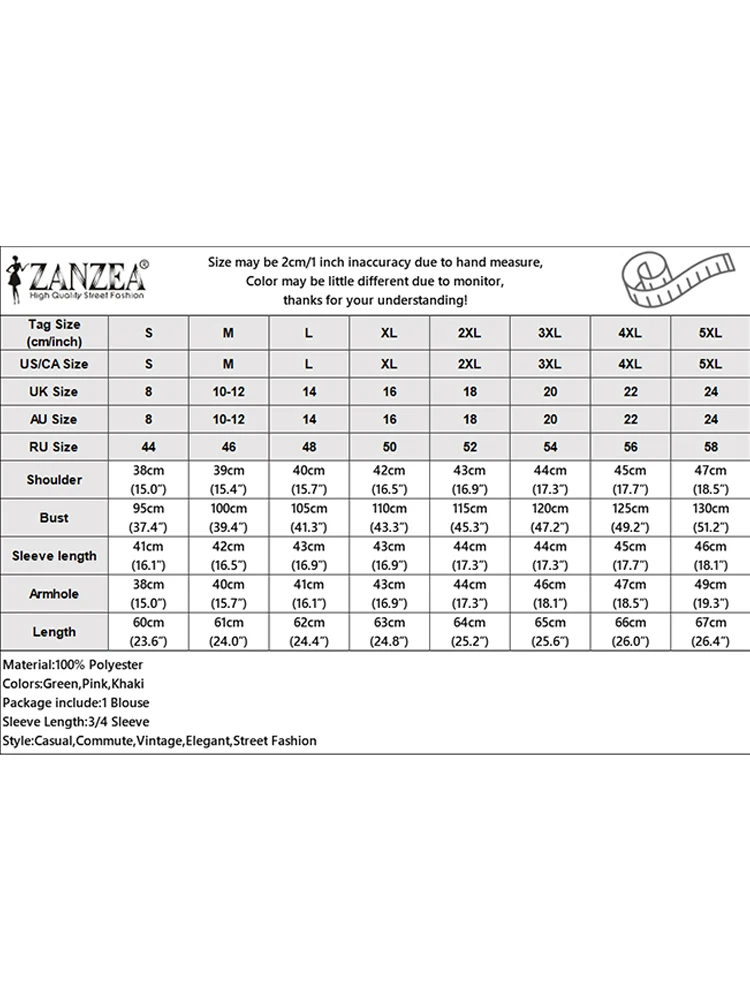 Vintage Tops Driekwart Tuniek Vrouwen Geborduurde Blouse ZANZEA 2025 Elegante Stijl Blusas Gedrukt Zomer O Hals Trui Baggy