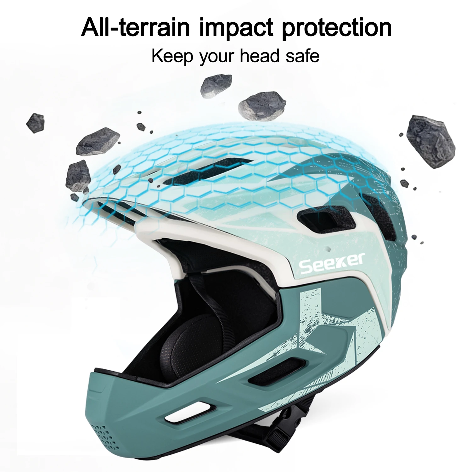 Seeker children's bicycle full-face helmet with removable chin guard children's balance bike slider mountain bike safety helmet