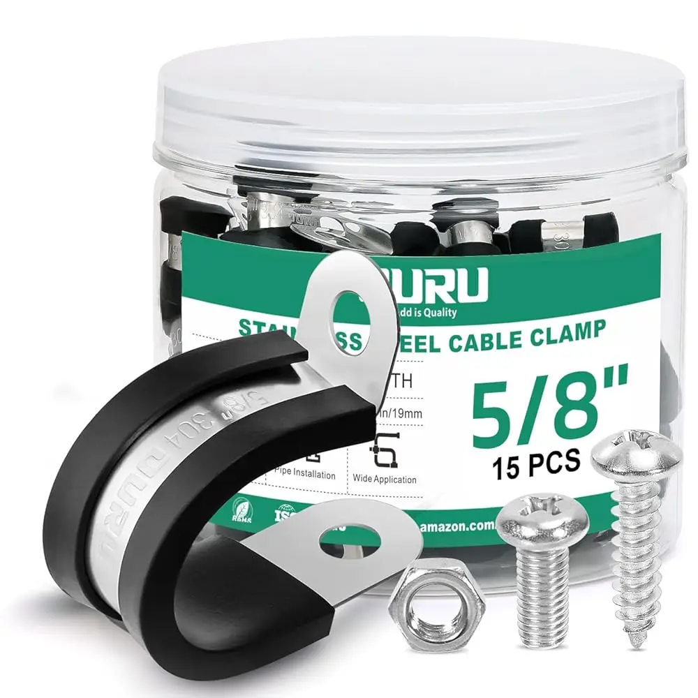 

Набор из 15 кабельных зажимов 5/8 дюйма с 35 винтами, из нержавеющей стали 304, с резиновой изоляцией, для авто