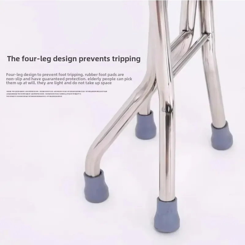 Stainless Steel Walking Cane Stool Adjustable Anti-Slip Cane Chair  Durable Mobility Aid for Elderly  Extendable Hiking Stick