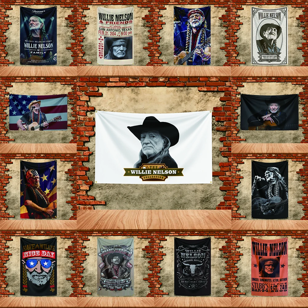 Music Band Flag 3x5ft for Willie Nelson Fans Banner Custom any Image Garage Bedroom Living Room Dorm Wall Hanging Decor Tapestry