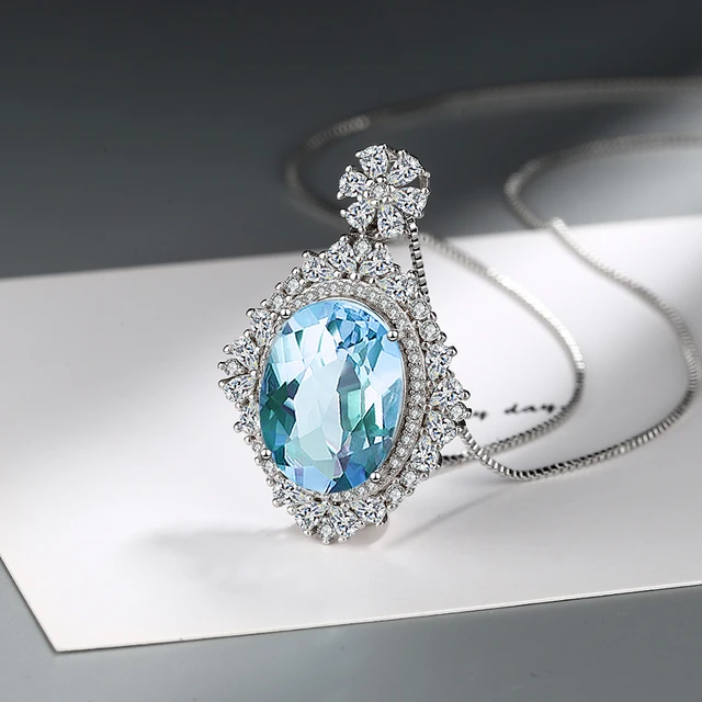 3 stone aquamarine retailer pendant in 925