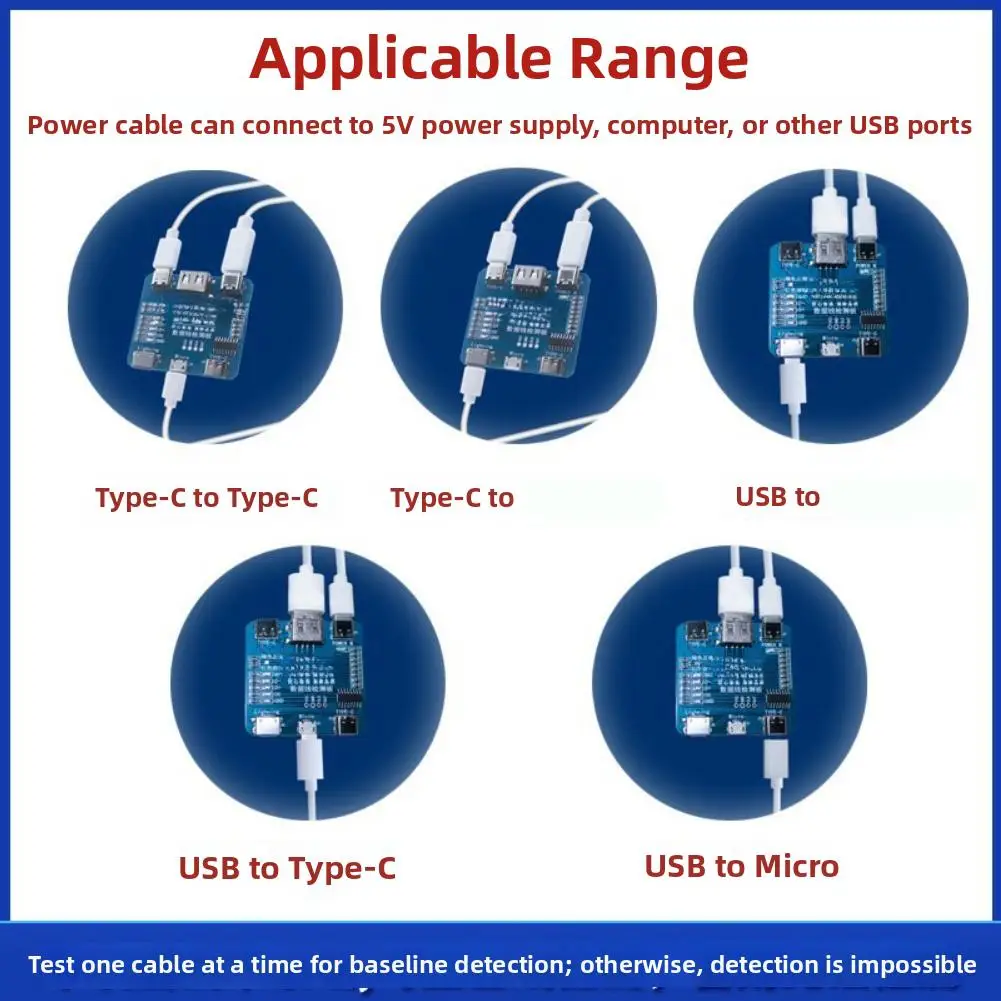 USB Cable Tester Board for Data Cable Troubleshooting Short Circuit Detection LED Indicators Charging and Data Status