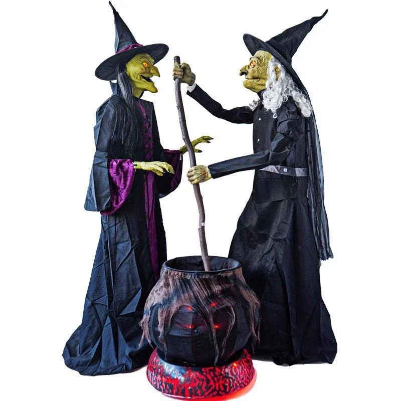 

Halloween large electric witch infrared induction props theme park haunted house decoration ornament old witch