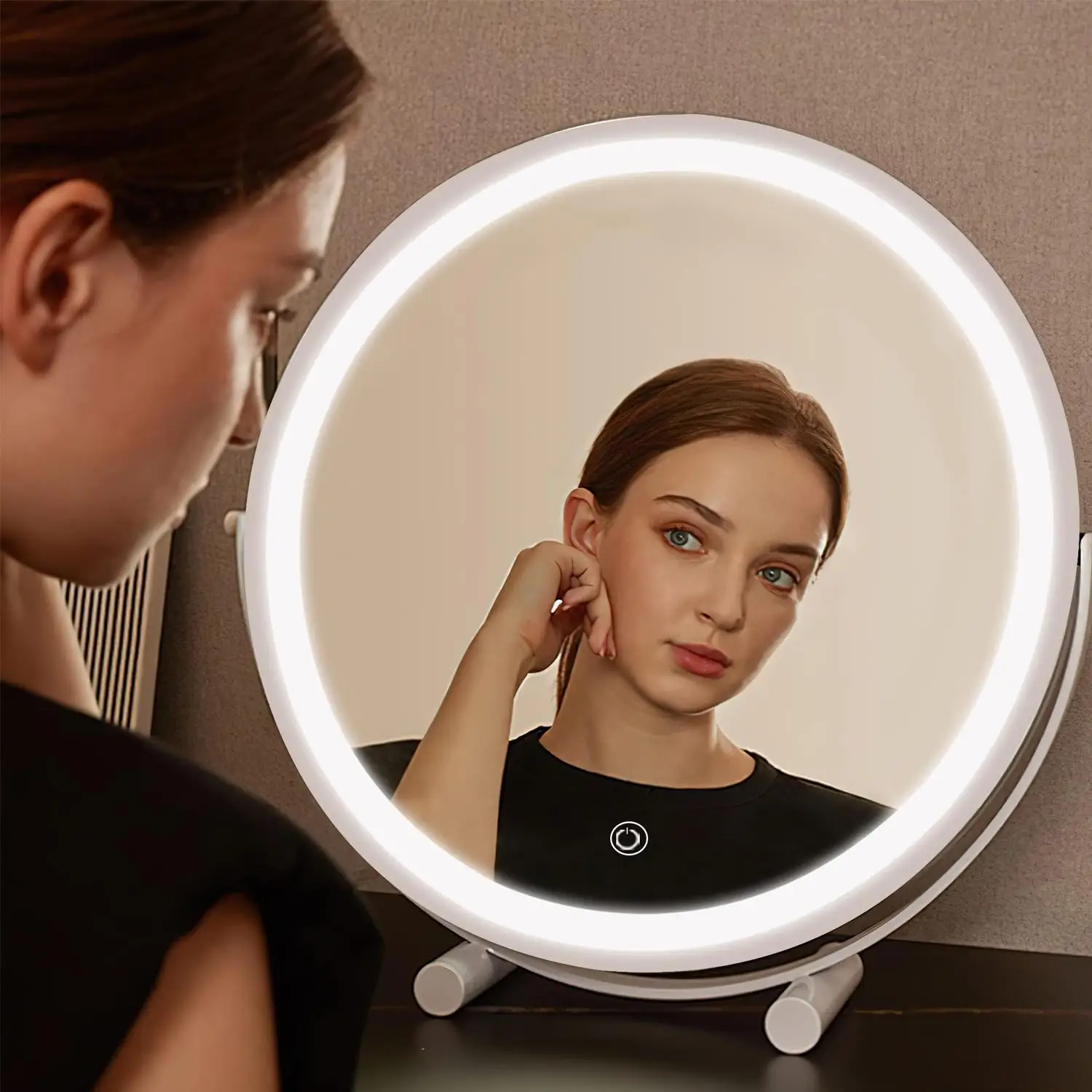 Vanity Mirror with Lights Makeup Mirror 3 Color Lighting Modes, Vanity Mirror Round Mirror for Bedroom,Touch Control,Tabletop