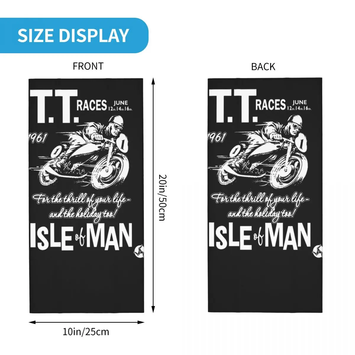 Isle Of Man TT 1961 Bandana para motocicleta, polaina para el cuello estampada, pasamontañas Vintage, bufanda para la cabeza, ropa para correr, Unisex, adultos, todas las estaciones