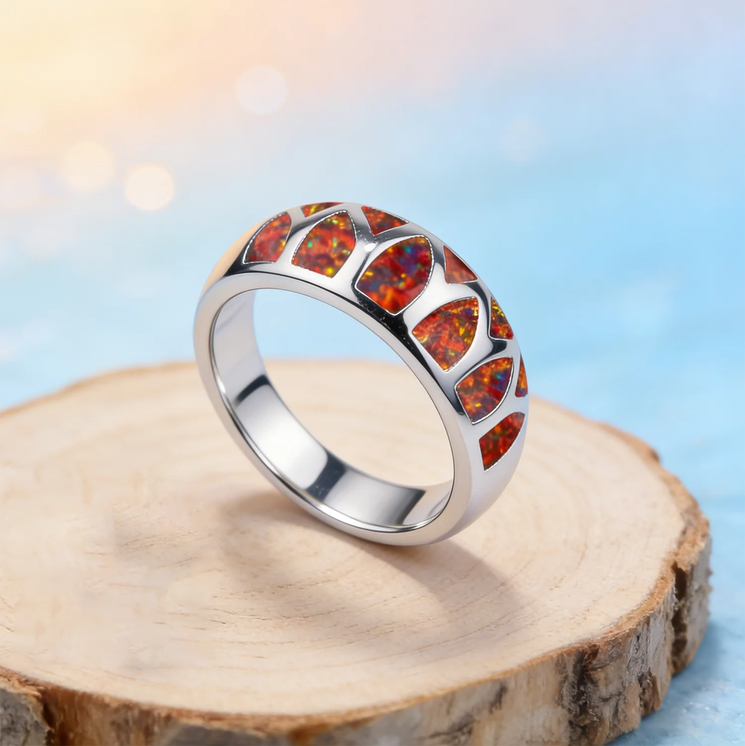 Unique Design Brilliant Color Fire Opal Ring For Women Cocktail Ring Party Accessories Fashion Jewelry Precious Gift for Unisex